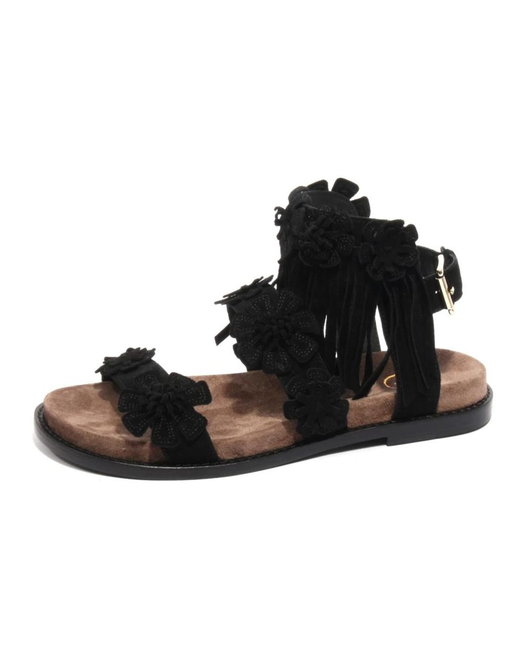 Ash Black Flat Sandals
