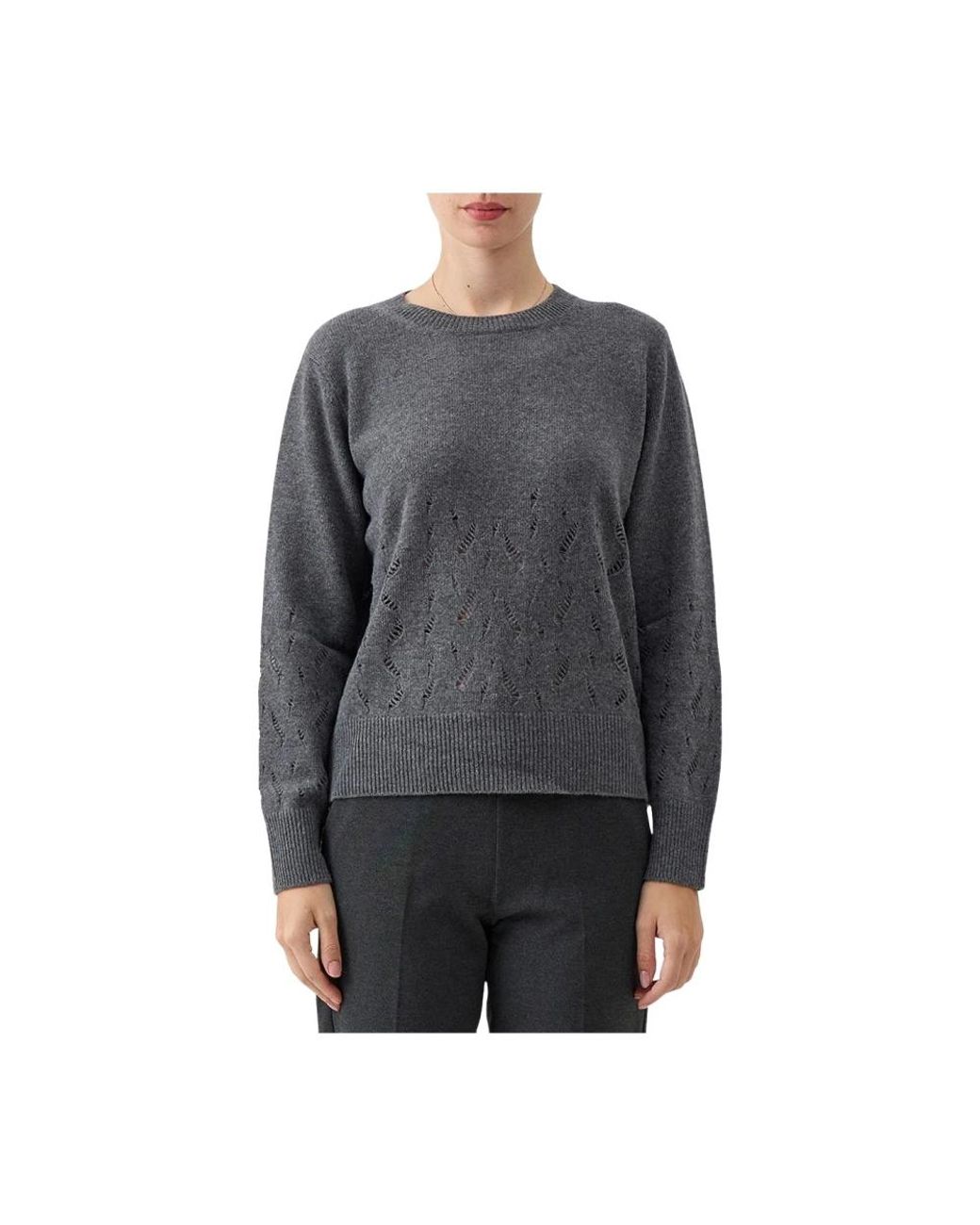 Le Tricot Perugia Gray Round-Neck Knitwear