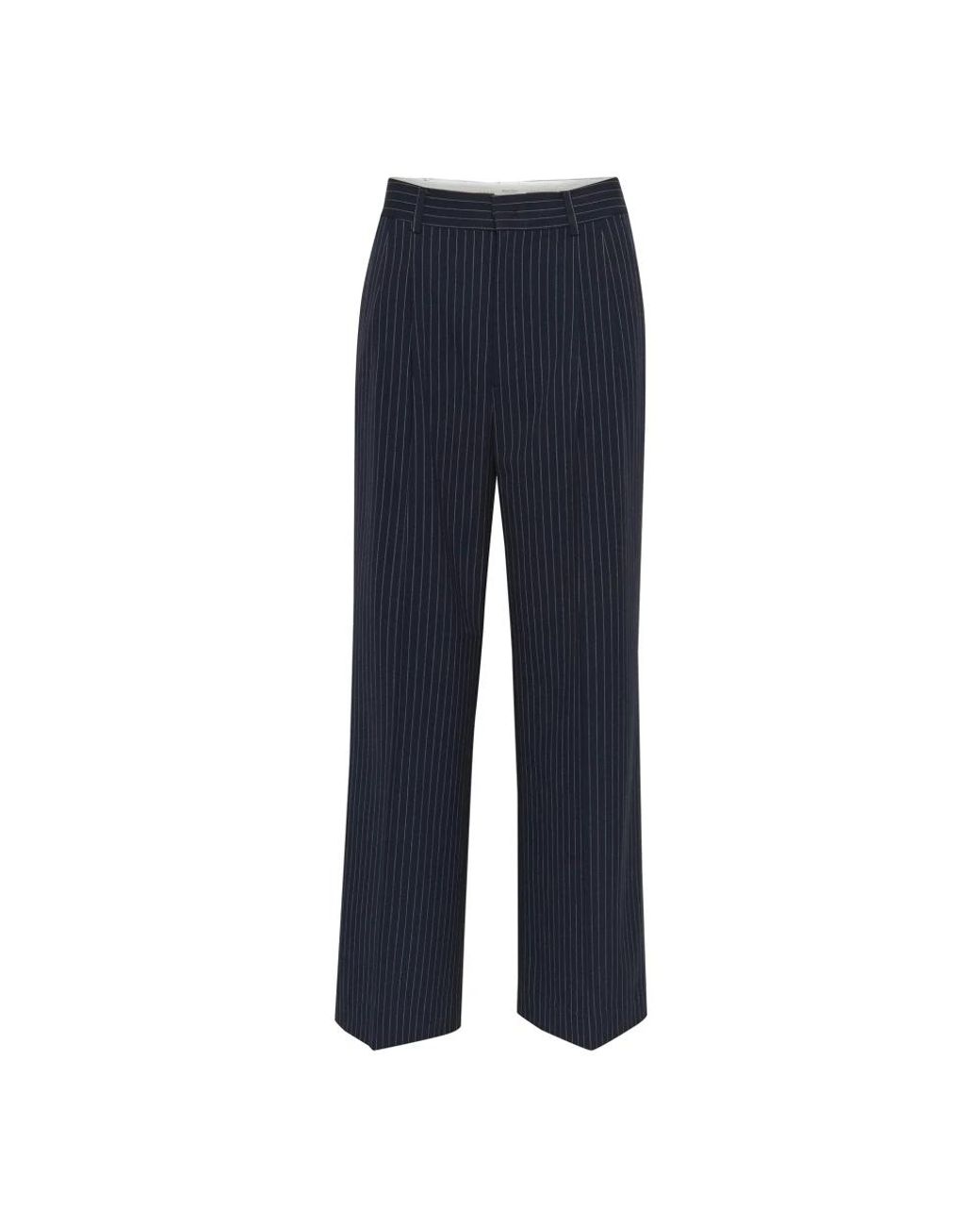 Part Two Broeken ,Blauw Pinstripe Wide Leg Broeken in het Blue