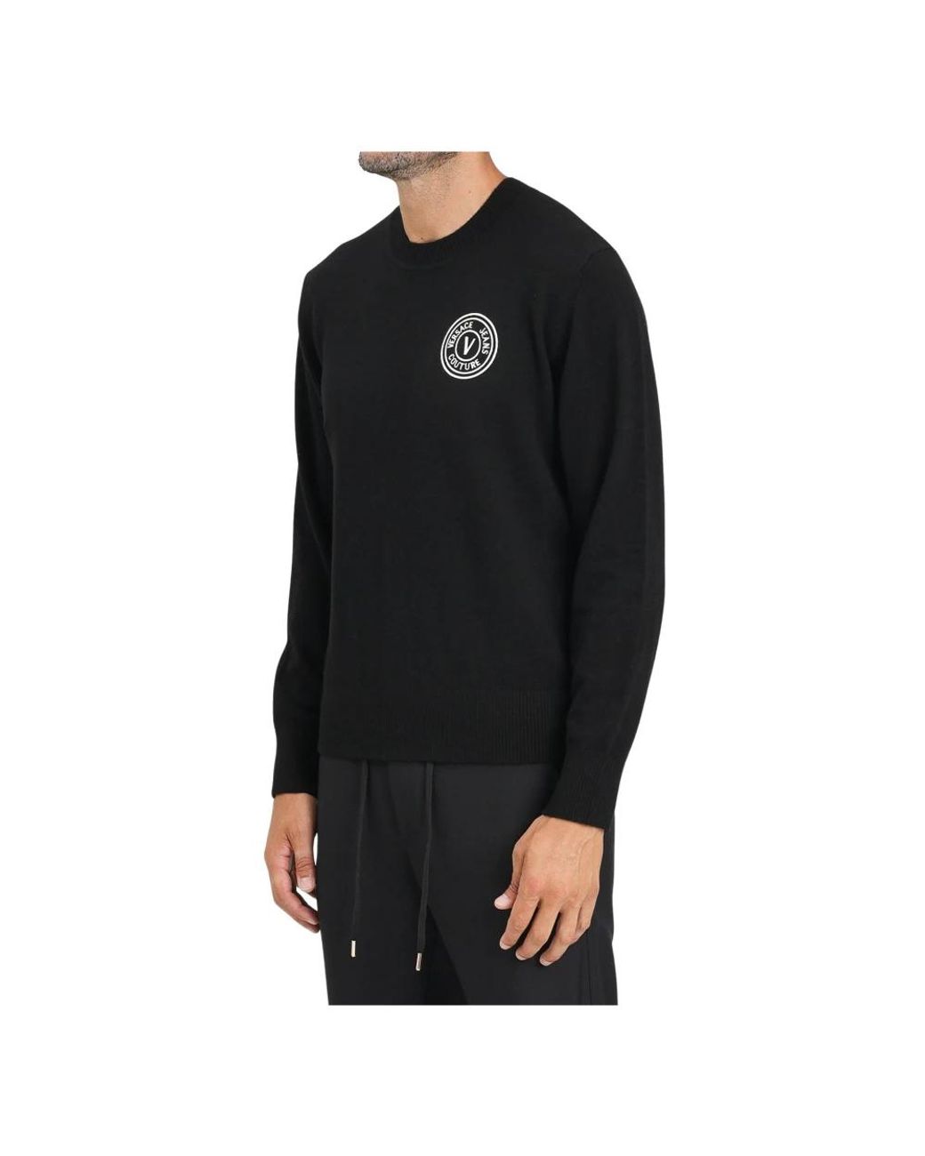 Versace Jeans Couture Black Round-Neck Knitwear for men