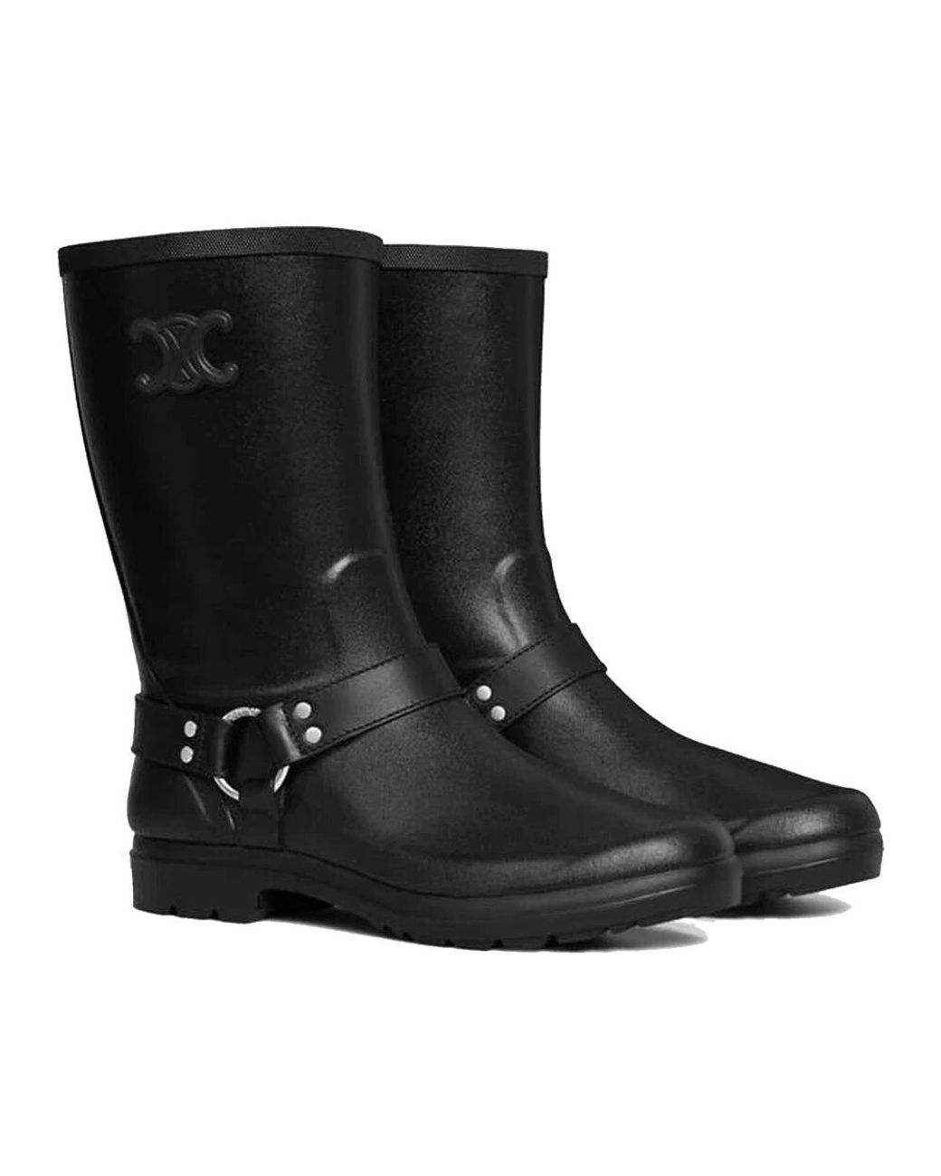 Celine Rain Boots in Black | Lyst