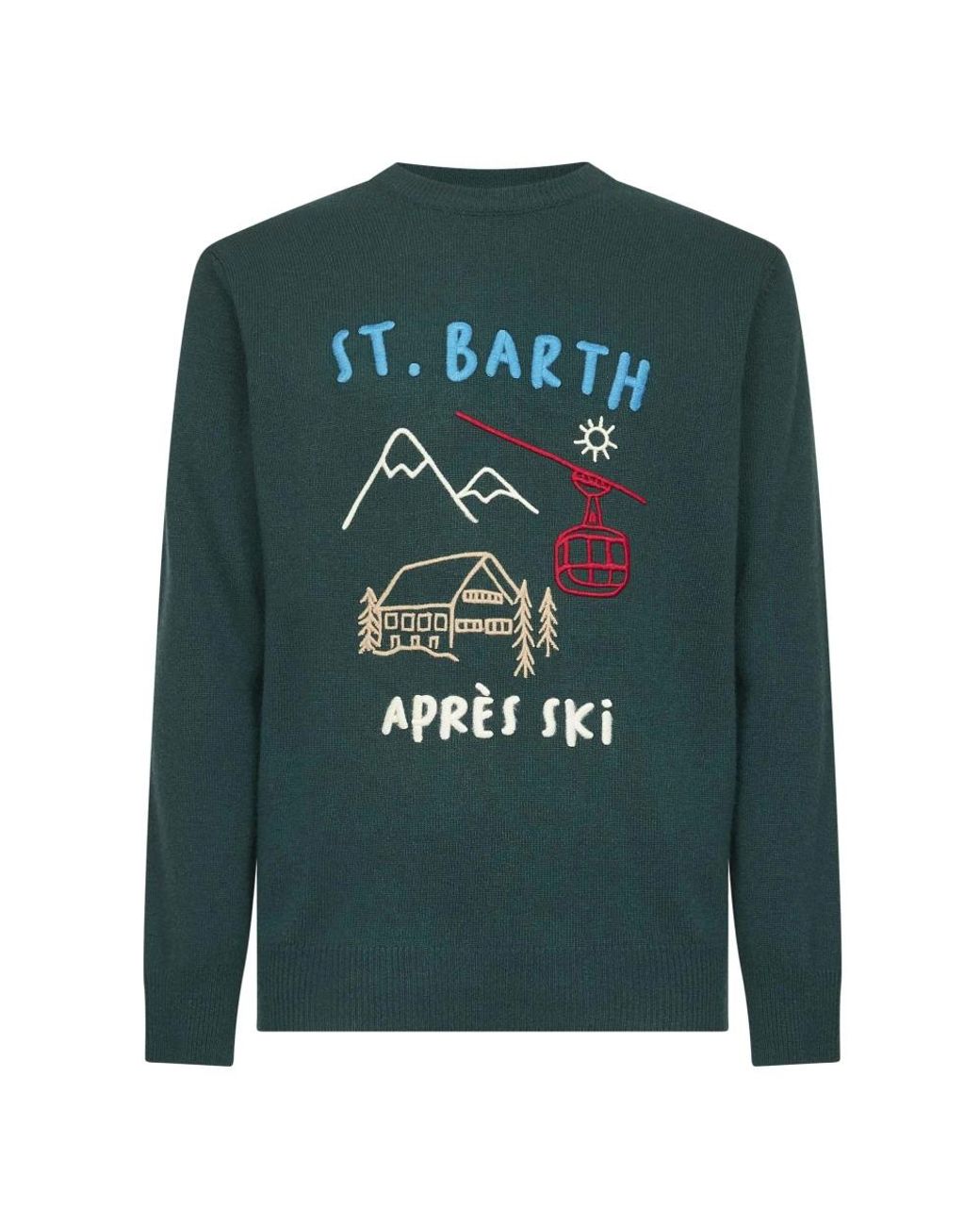 Mc2 Saint Barth Green Round-Neck Knitwear for men
