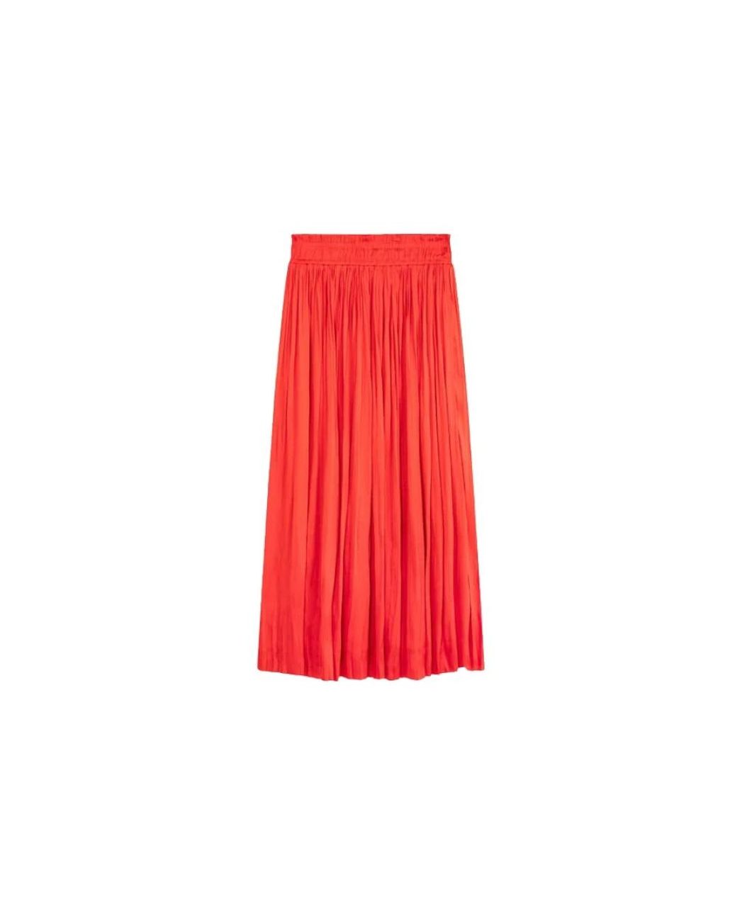 Suncoo Rokken ,Rood ,Satijn Geplooide Satijnen Rok Met Elastische Tailleband in het Red