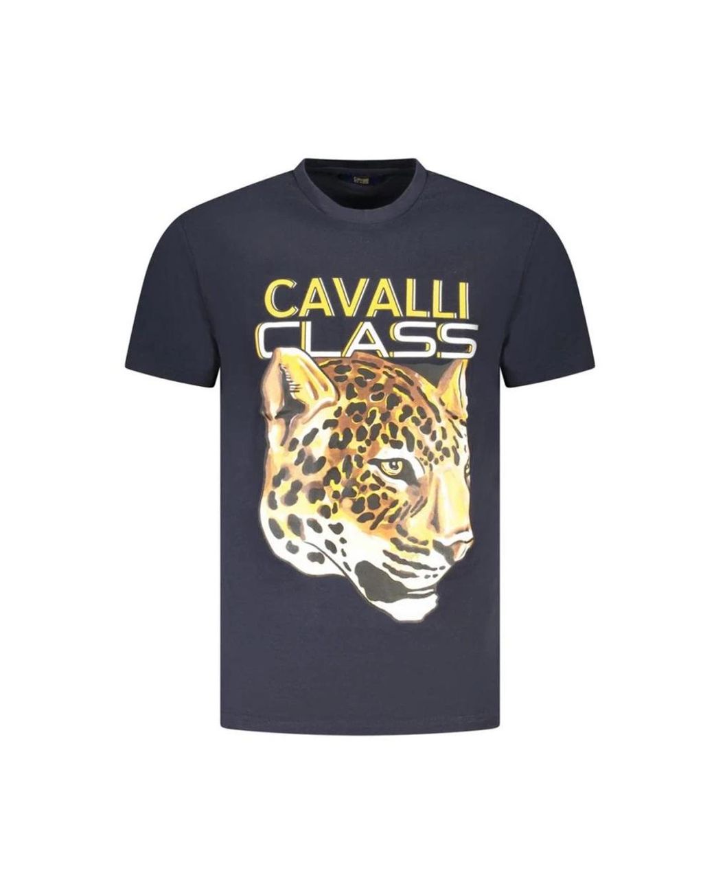 Roberto Cavalli Tops ,Blauw ,Katoen T-Shirt Met Print Van Katoen Met Ronde Hals in het Blue voor heren
