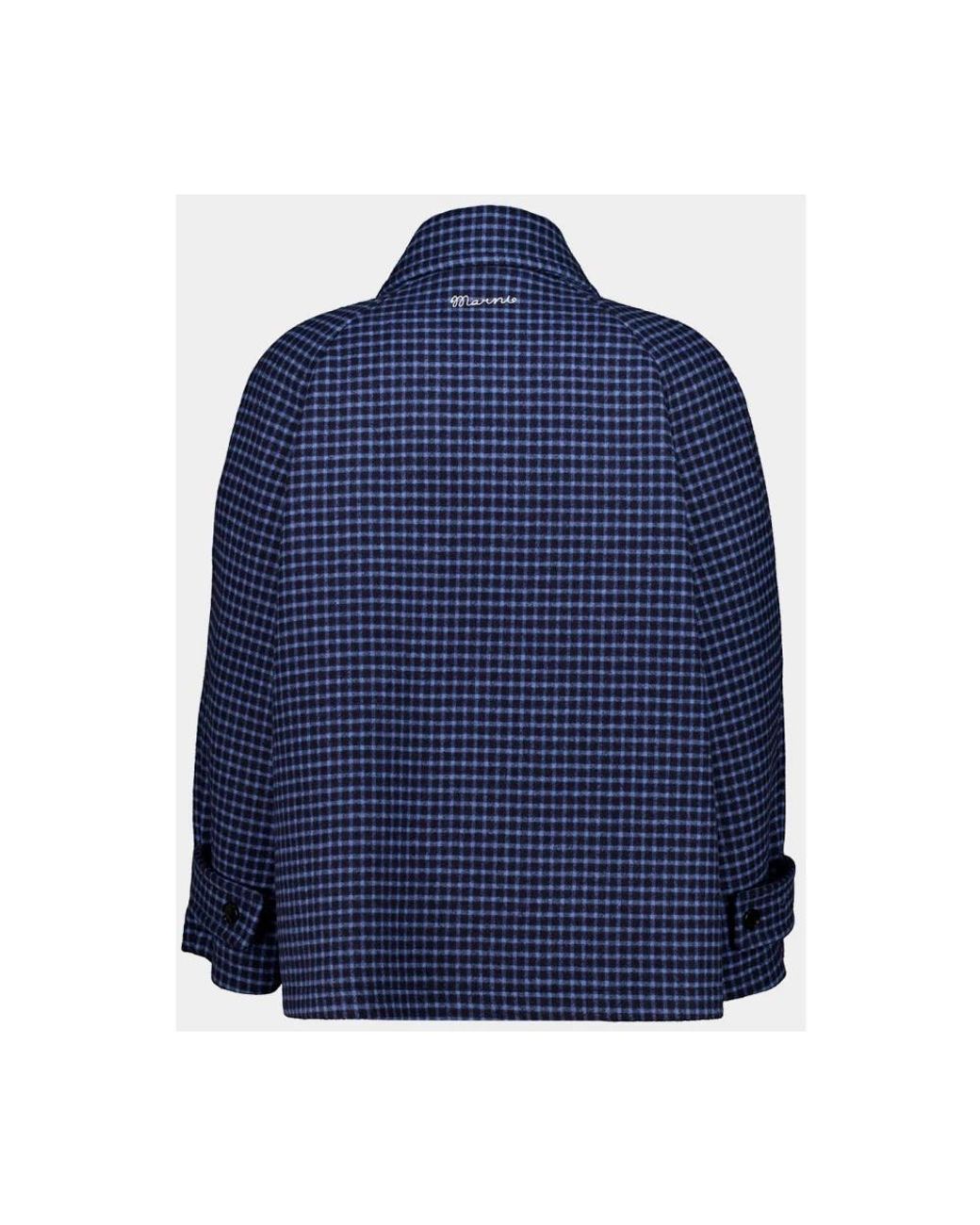 Marni Blue Buttoned Checked Jacket for men