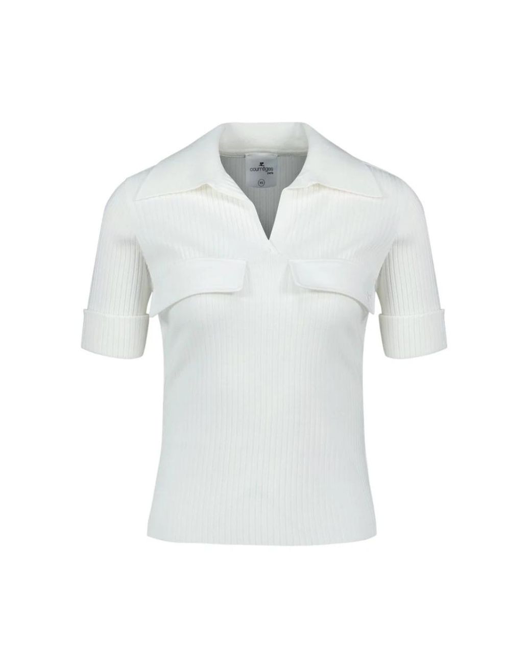 Courreges Tops ,Wit ,Polyester Geribbelde Polo in het Blue