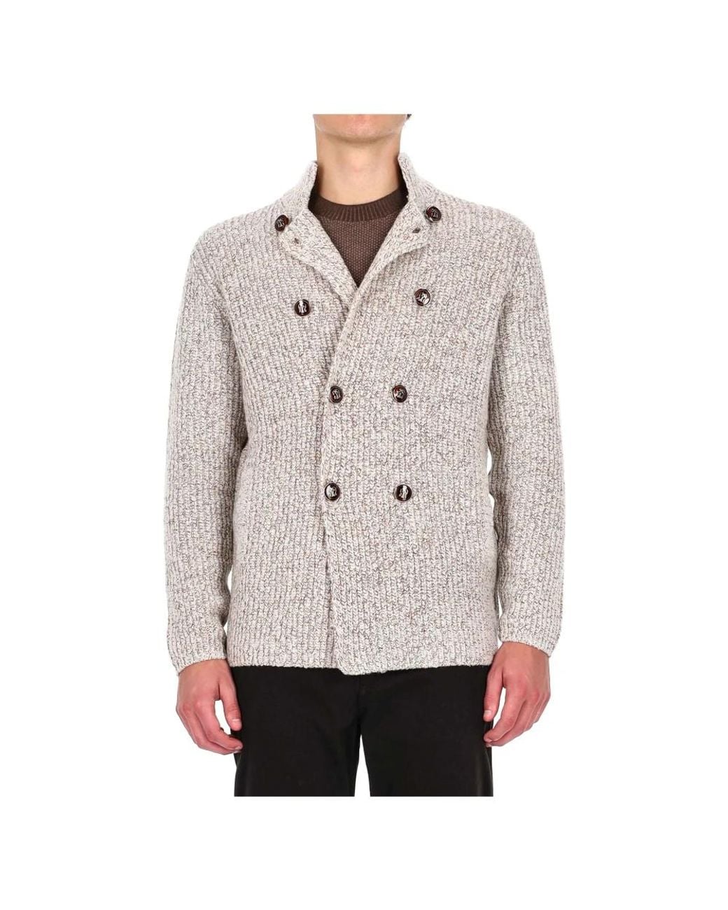 Brunello Cucinelli Truien & Vesten ,Grijs ,Wol Een-En-Een-Halfrijige Cardigan in het Gray voor heren