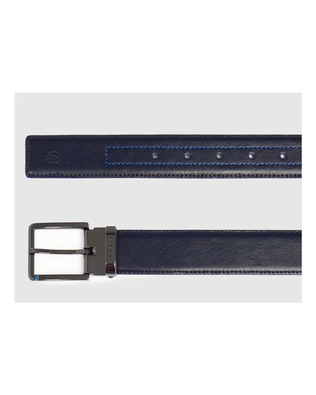 Piquadro Accessoires ,Blauw ,Leer Leren Riem Met Doornsluiting in het Blue voor heren