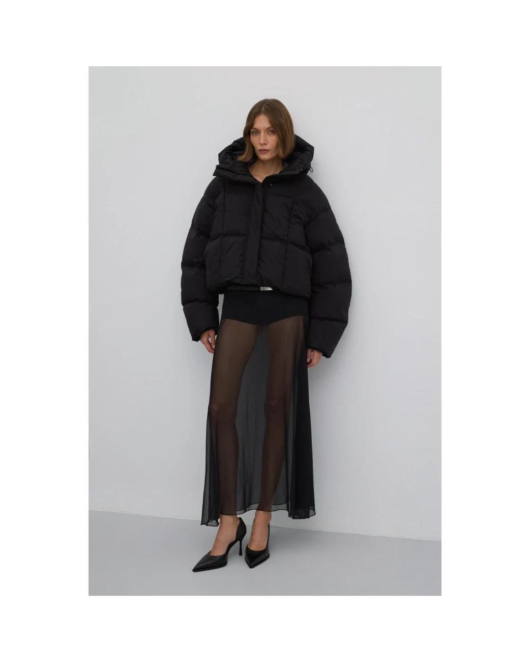 ESTRO Jassen ,Zwart ,Polyester Korte Zwarte Pufferjas Voor Vrouwen Met Hoge Kraag Voor De Winter in het Black