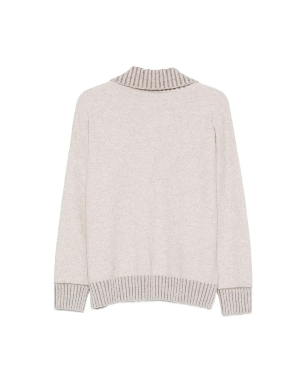 D.exterior White V-Neck Knitwear