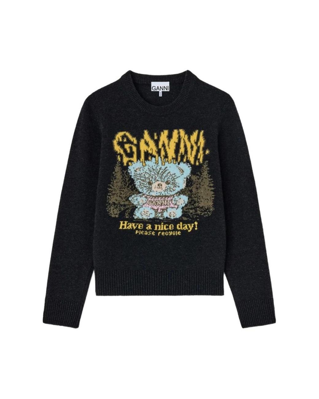Ganni Blue Round-Neck Knitwear