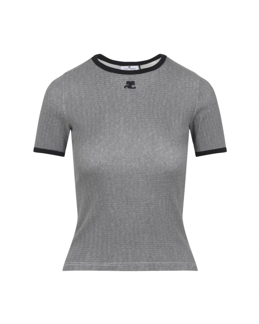 Courreges Tops ,Veelkleurig ,Katoen Signature Contrast T-Shirt in het Gray