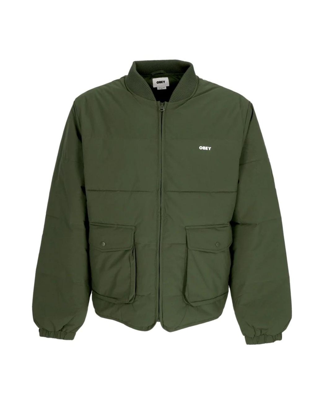 Obey Jassen ,Groen ,Polyester Groene Donsjas Met Cargozakken in het Green voor heren