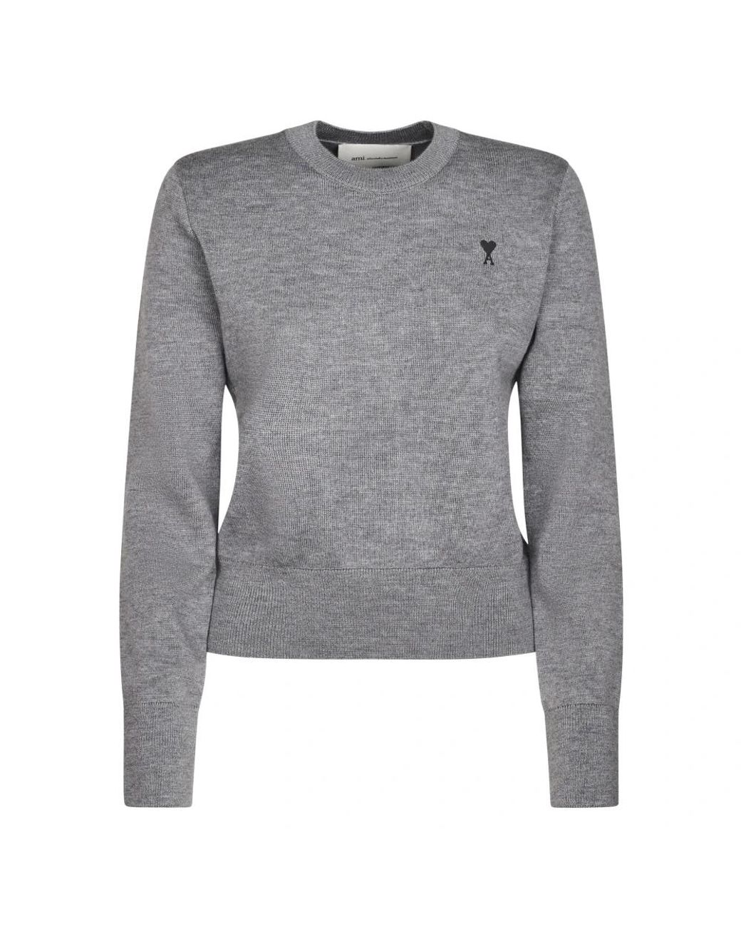 AMI Gray Round-Neck Knitwear