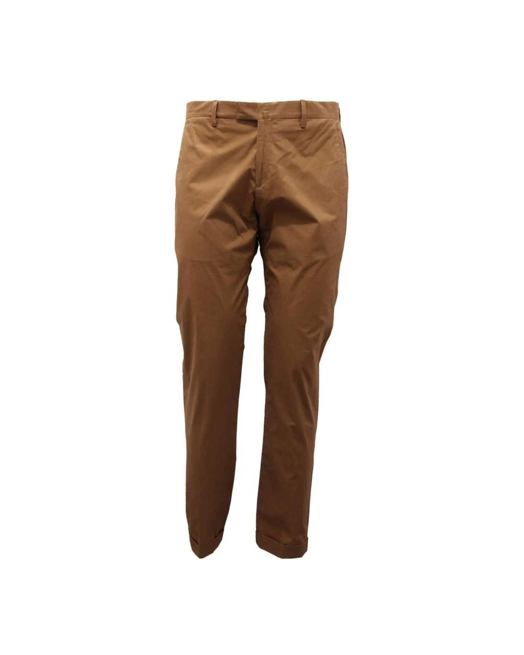 BRIGLIA Brown Slim-Fit Trousers for men