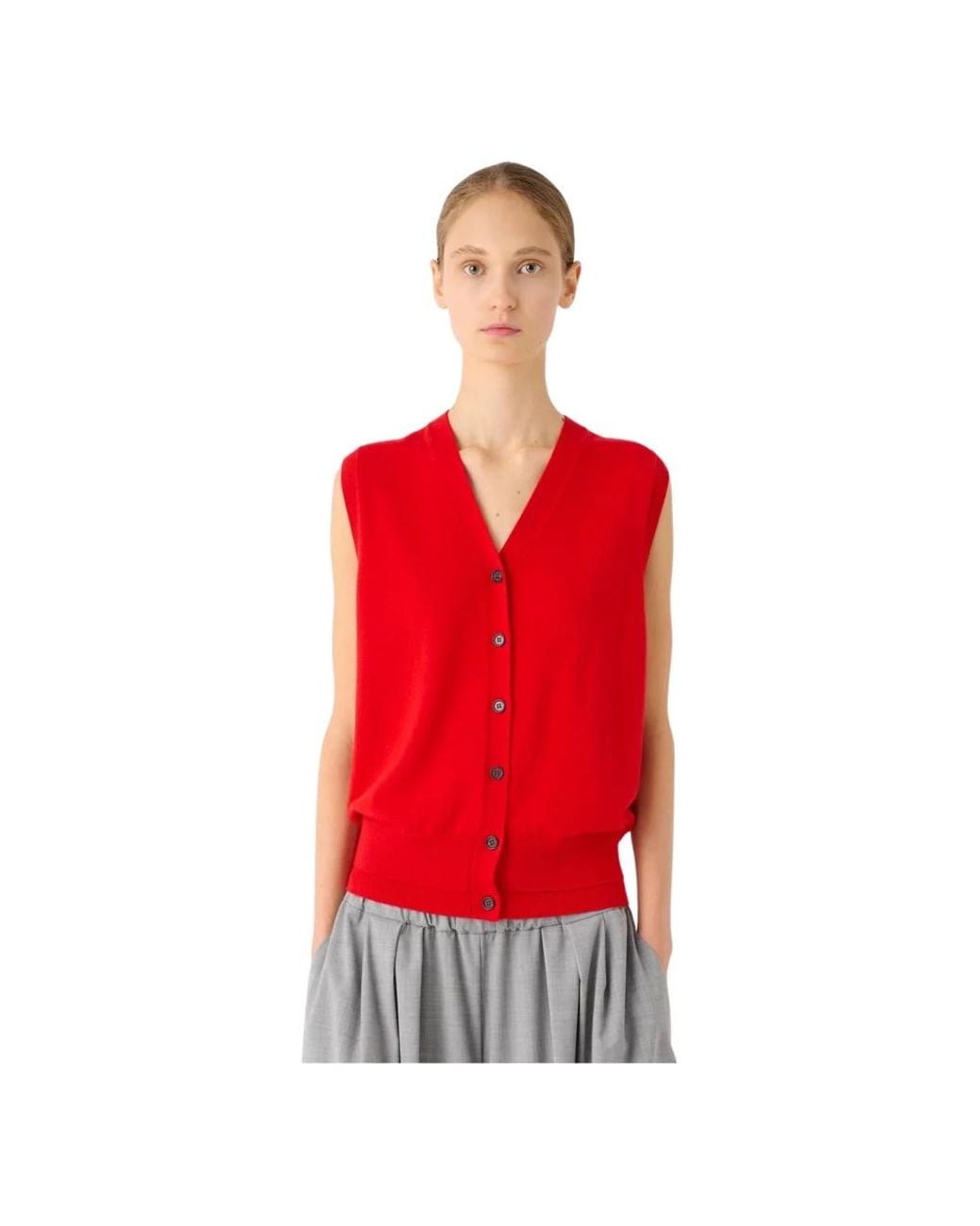 MEIMEIJ Red V-Neck Knitwear