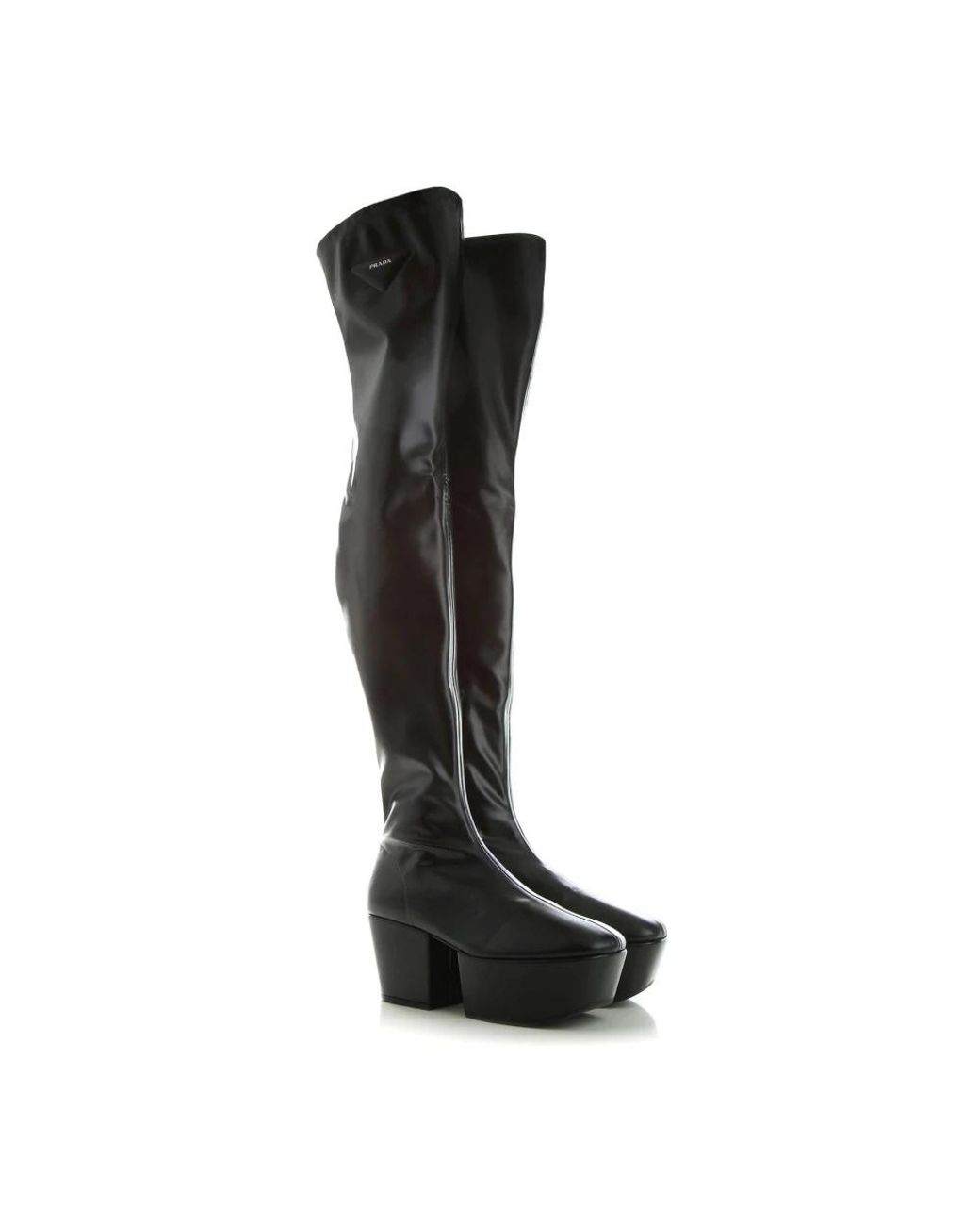 Prada Black Technical Nappa Platform Thigh-high Boots