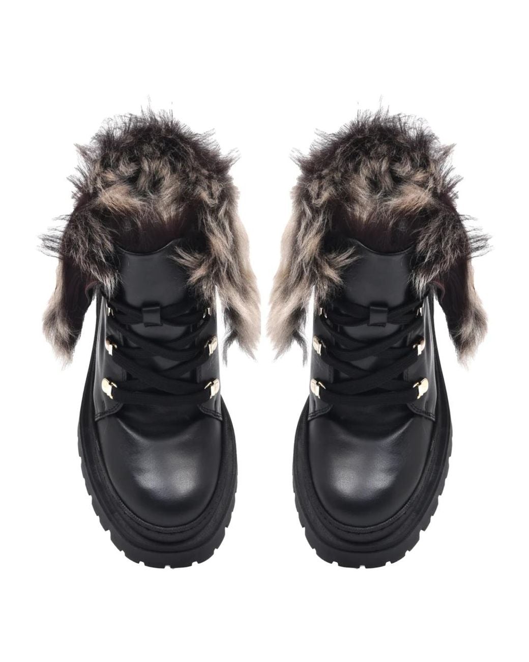 Baldinini Black Combat Boot Mit Lammfellfutter