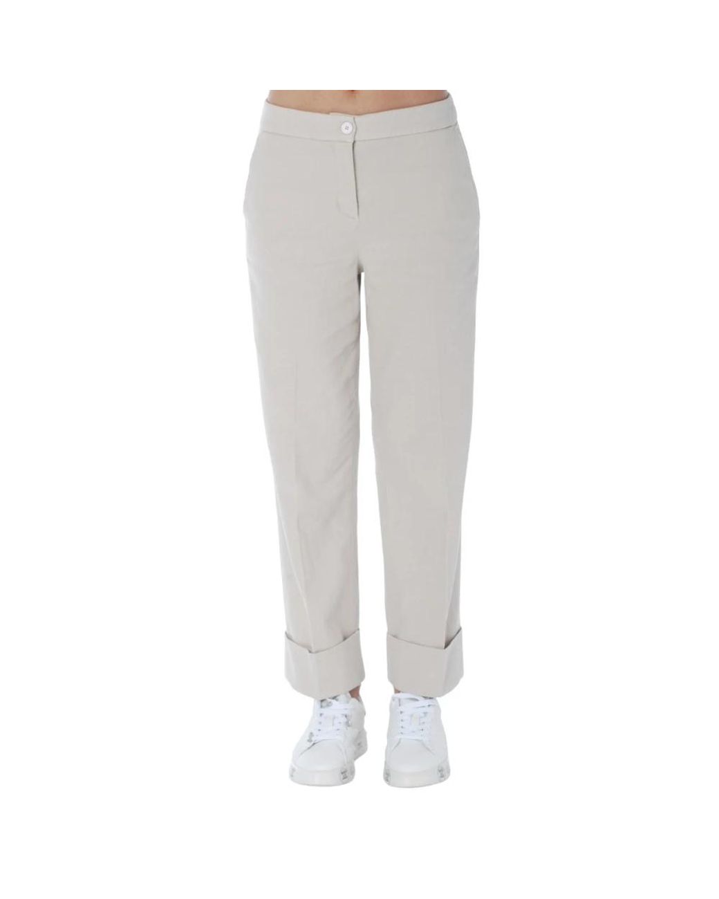 Via Masini 80 Gray Straight Trousers