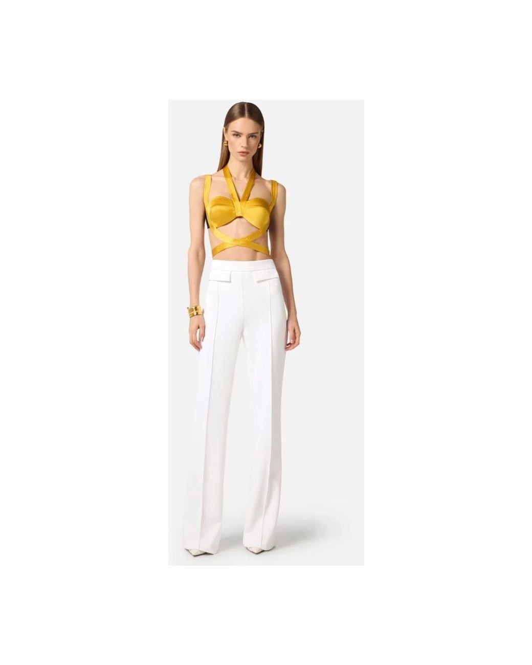 Elisabetta Franchi White Wide Trousers