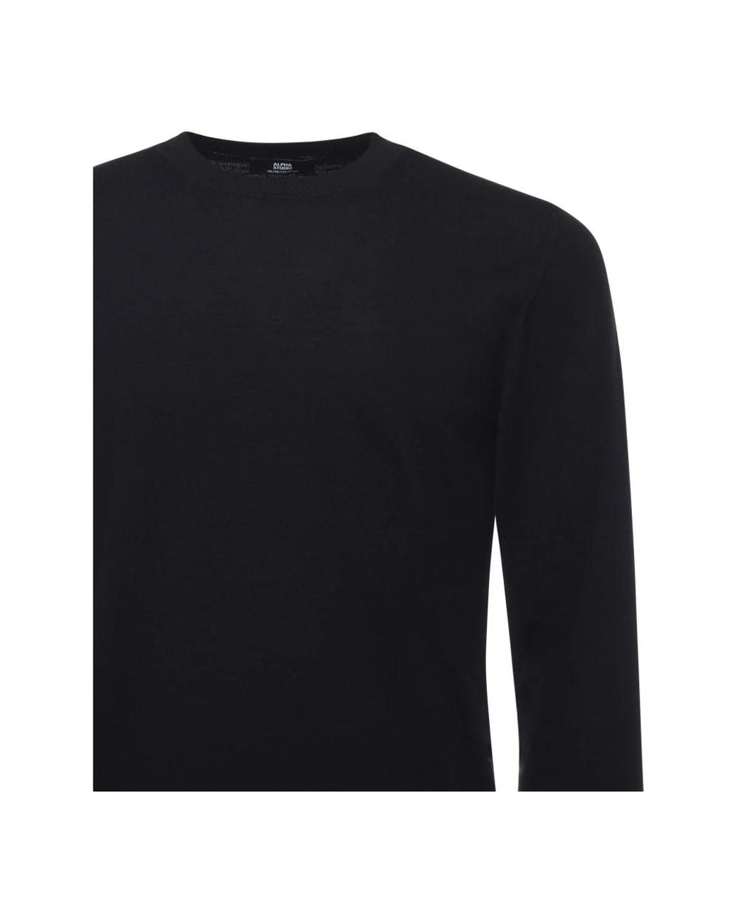 Alpha Studio Black Round-Neck Knitwear for men