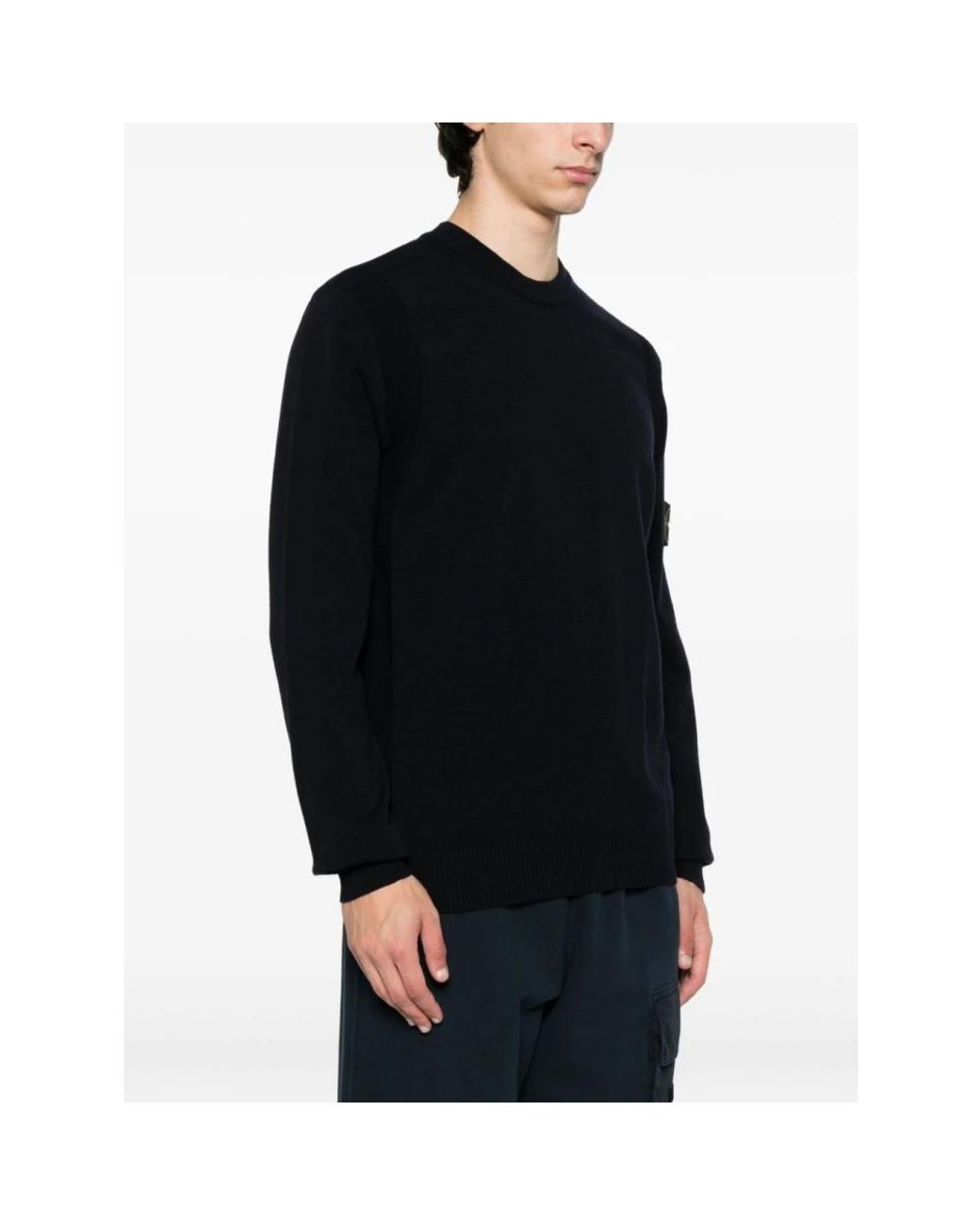Stone Island Black Round-Neck Knitwear for men