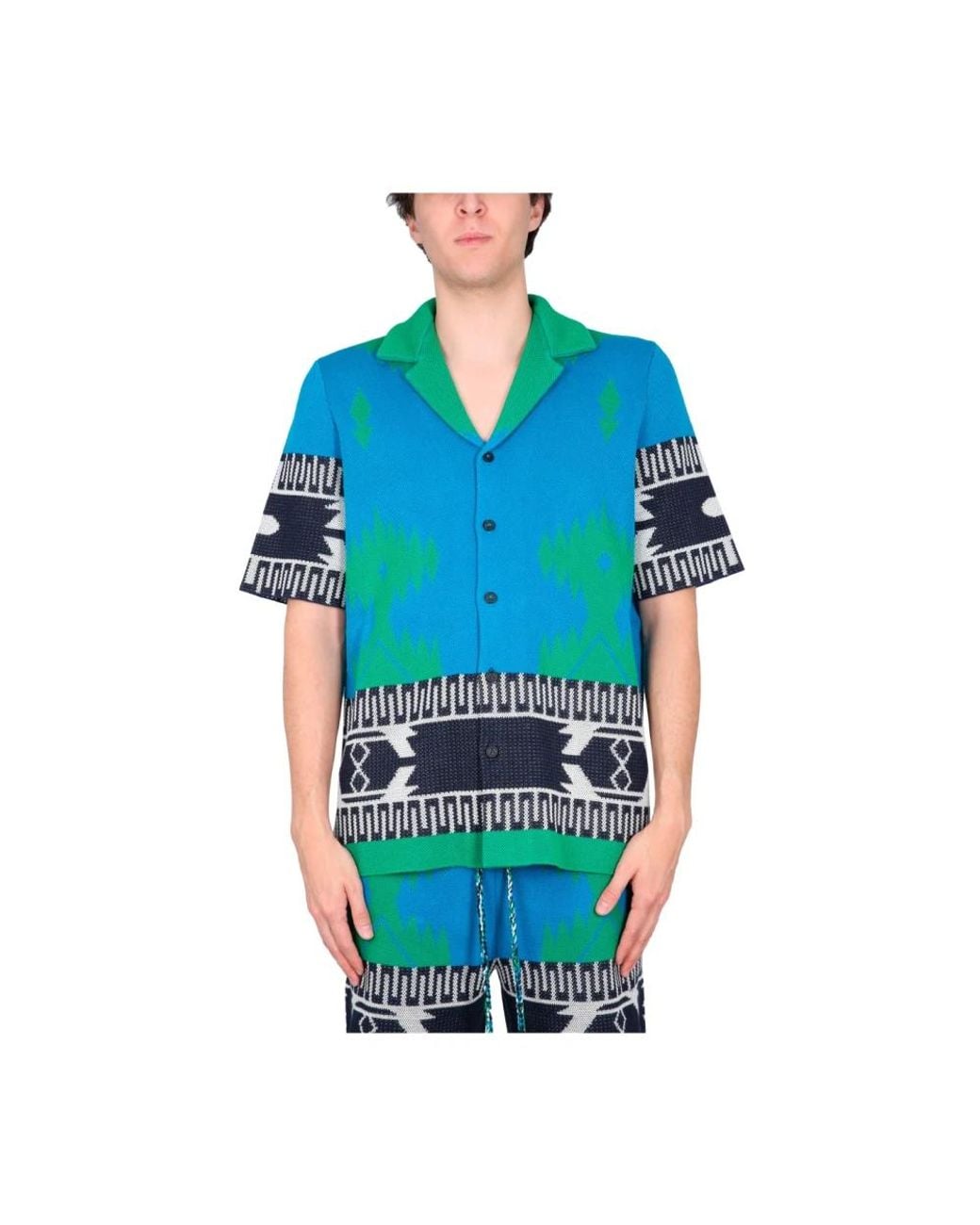 Alanui Blue Short Sleeve Shirts for men