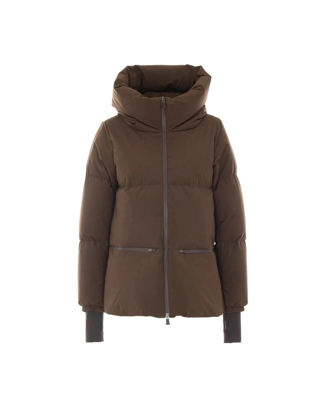 Herno Jassen ,Bruin ,Polyester 2-Laagse Korte Donsjas Met Capuchon in het Brown