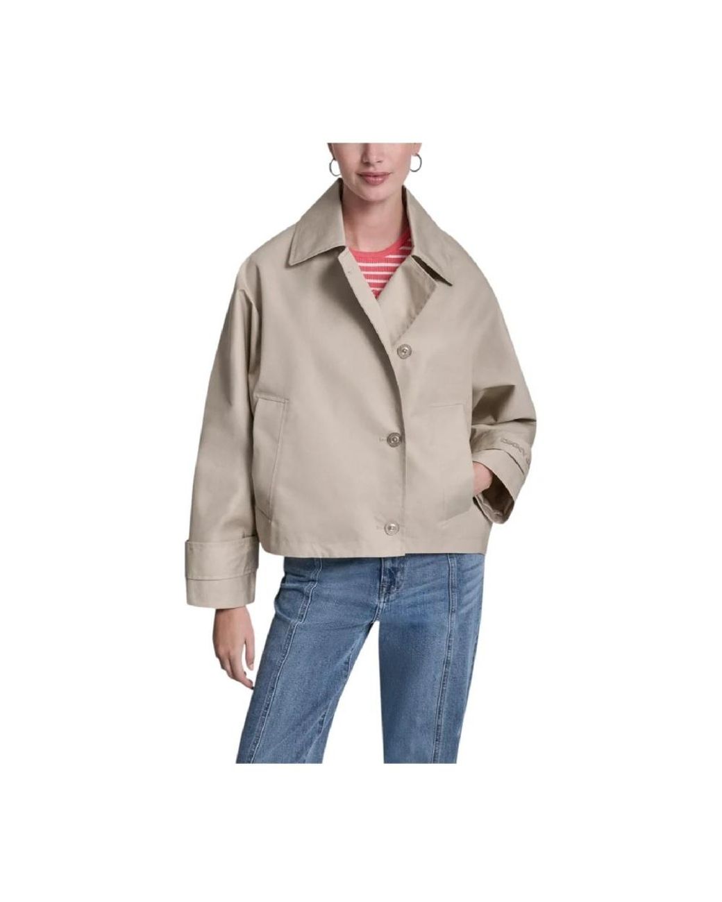 DKNY Short Single Breasted Dolman Jacket in het Natural
