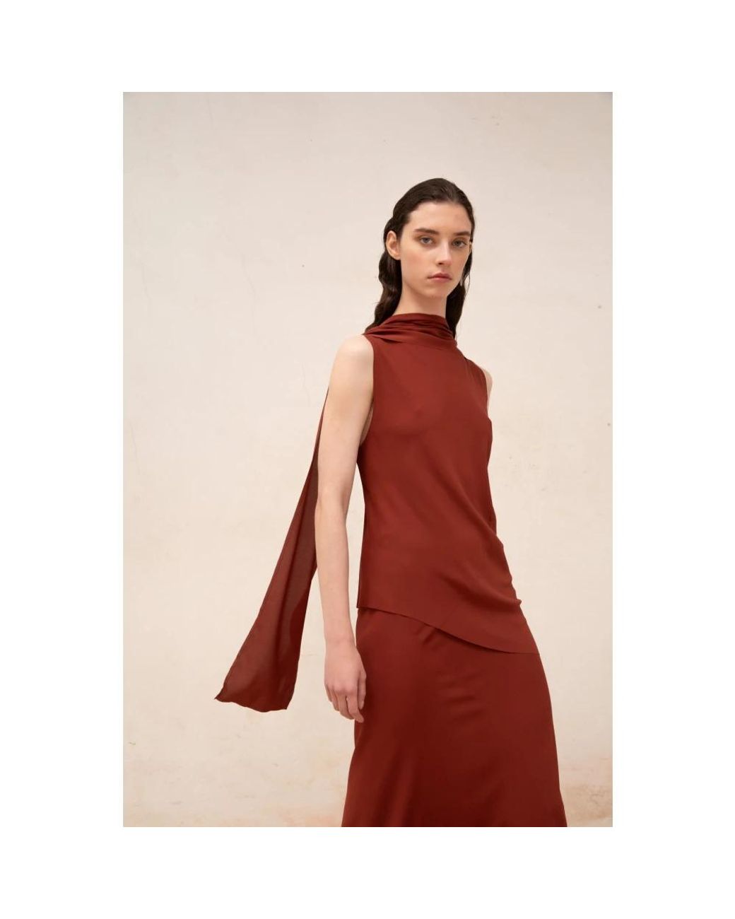 Cortana Brown Sleeveless Tops