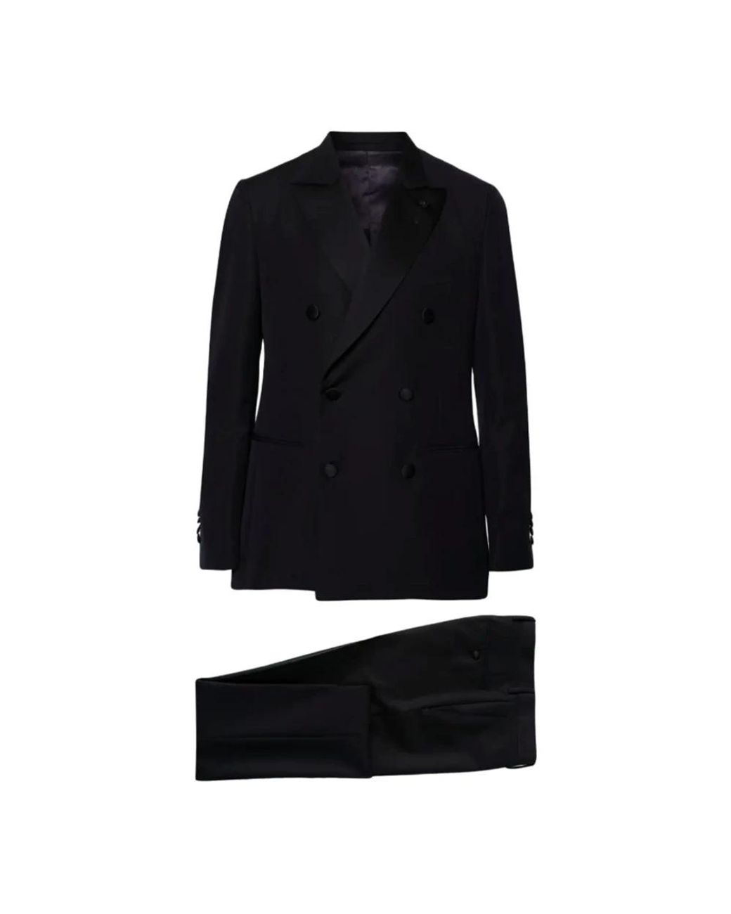 Lardini Black Double Breasted Suits for men