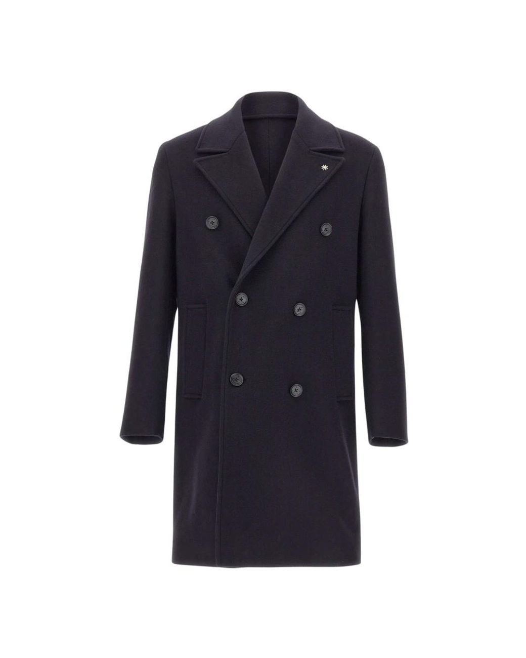 Manuel Ritz Blue Double-Breasted Coats for men