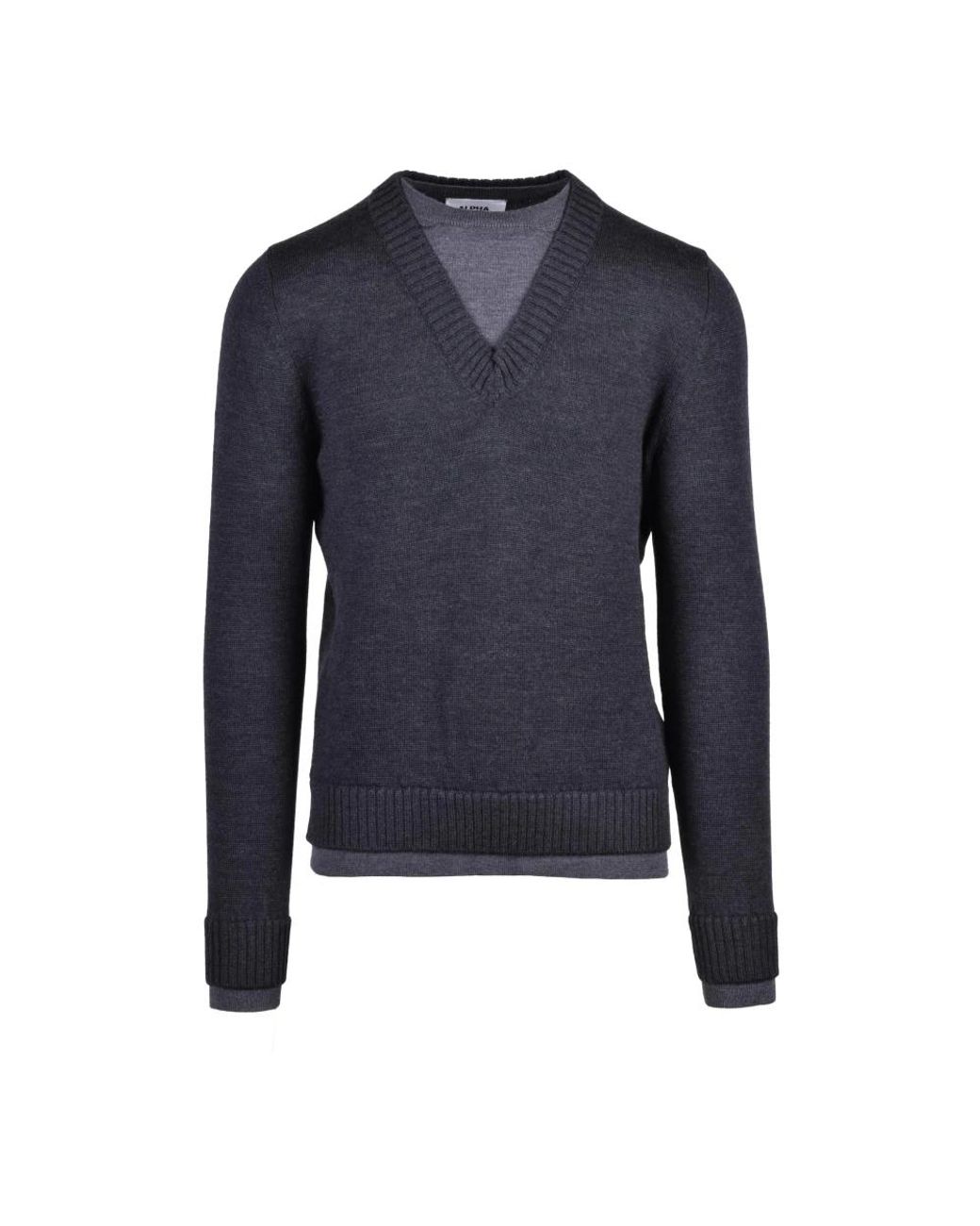 Alpha Studio Blue V-Neck Knitwear for men