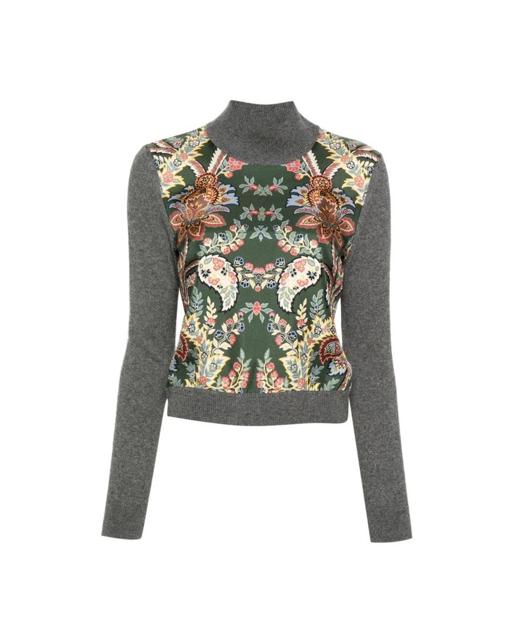Etro Truien & Vesten ,Veelkleurig ,Wol Trui Met Paisley-Print in het Green