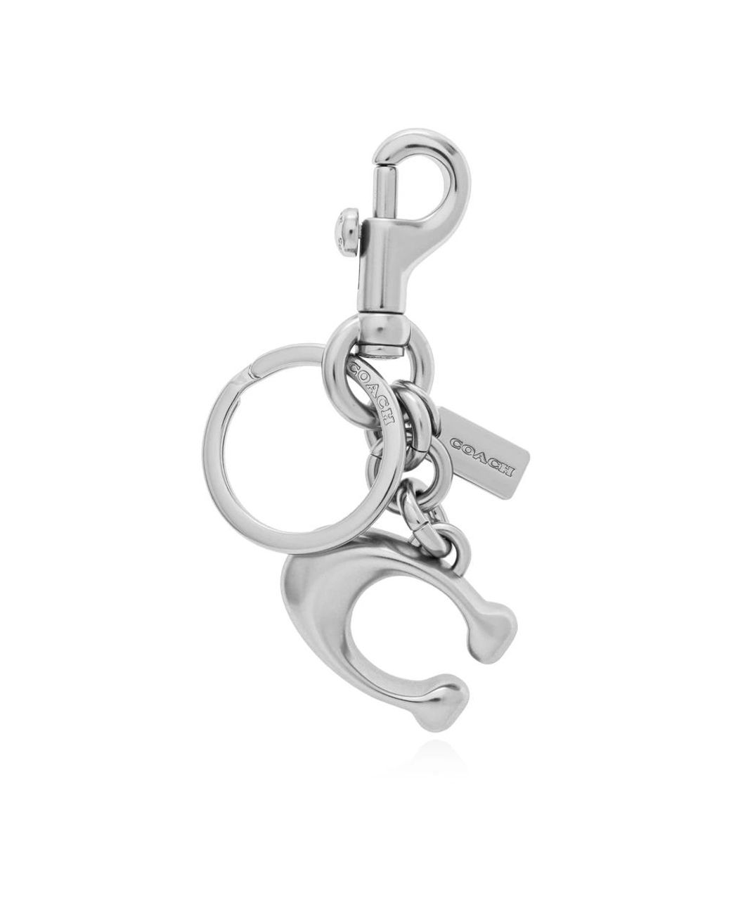 COACH Accessoires ,Grijs ,Satijn Sleutelhanger Met Een Hanger in het Metallic