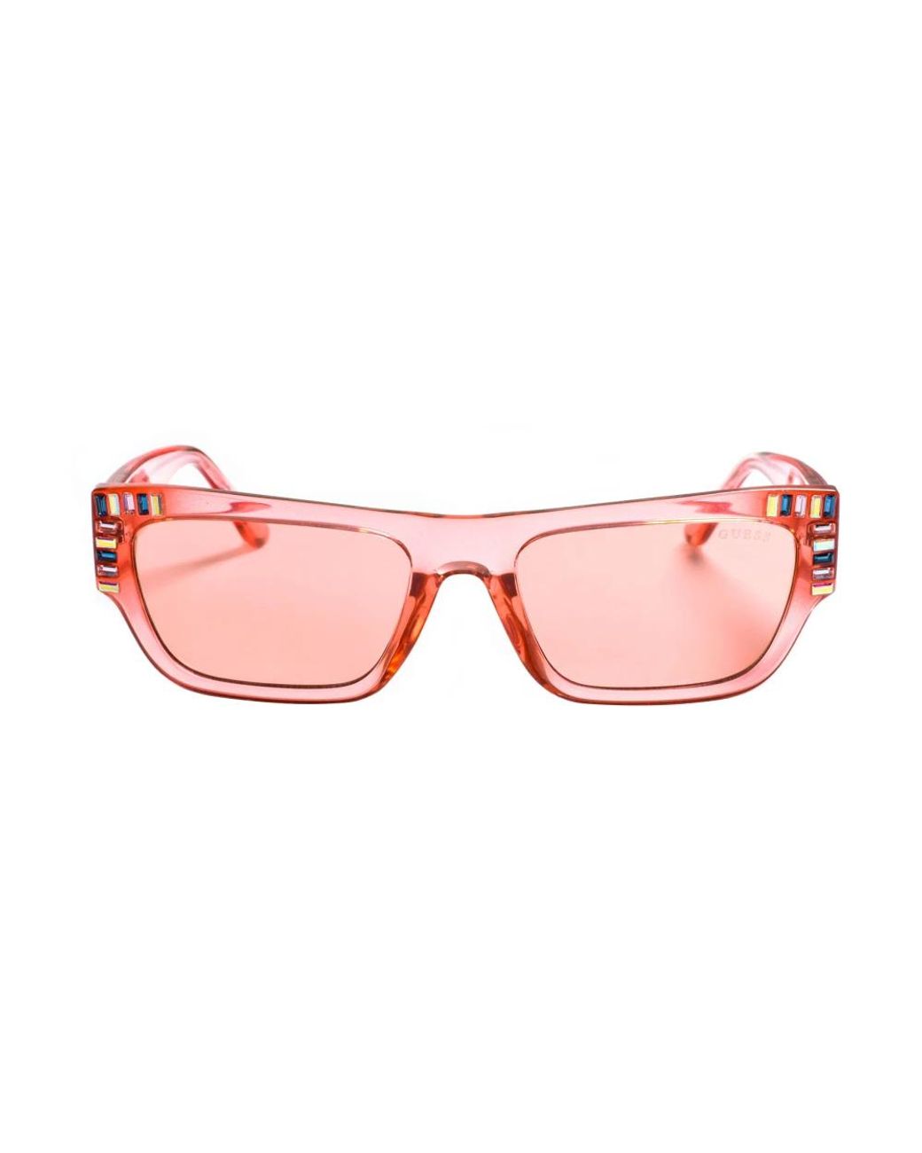 Guess Accessoires ,Roze ,Rechthoekige Acetaat Zonnebril in het Pink