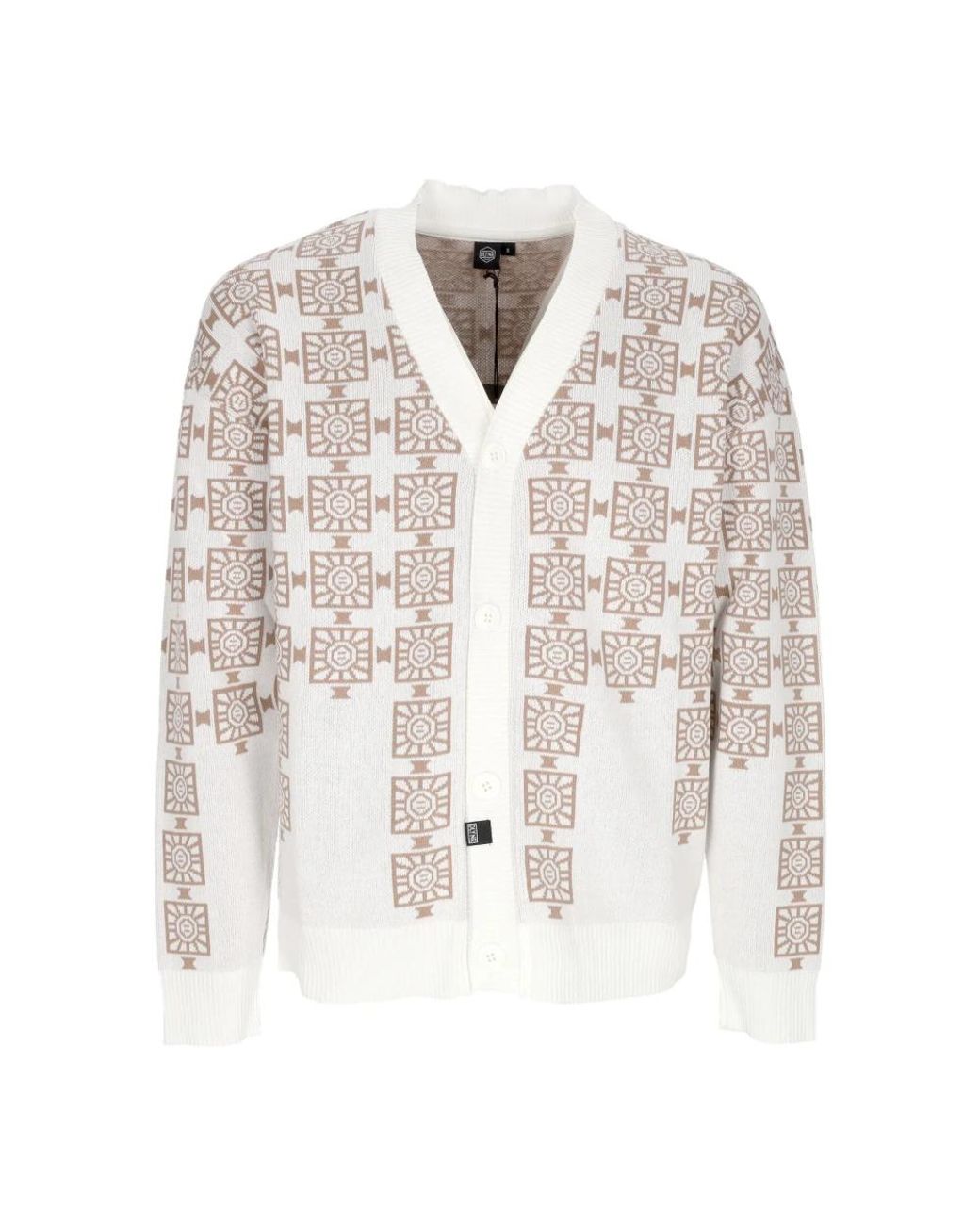 DOLLY NOIRE Truien & Vesten ,Bruin ,Bruin/Wit V-Hals Cardigan Sweater in het White voor heren
