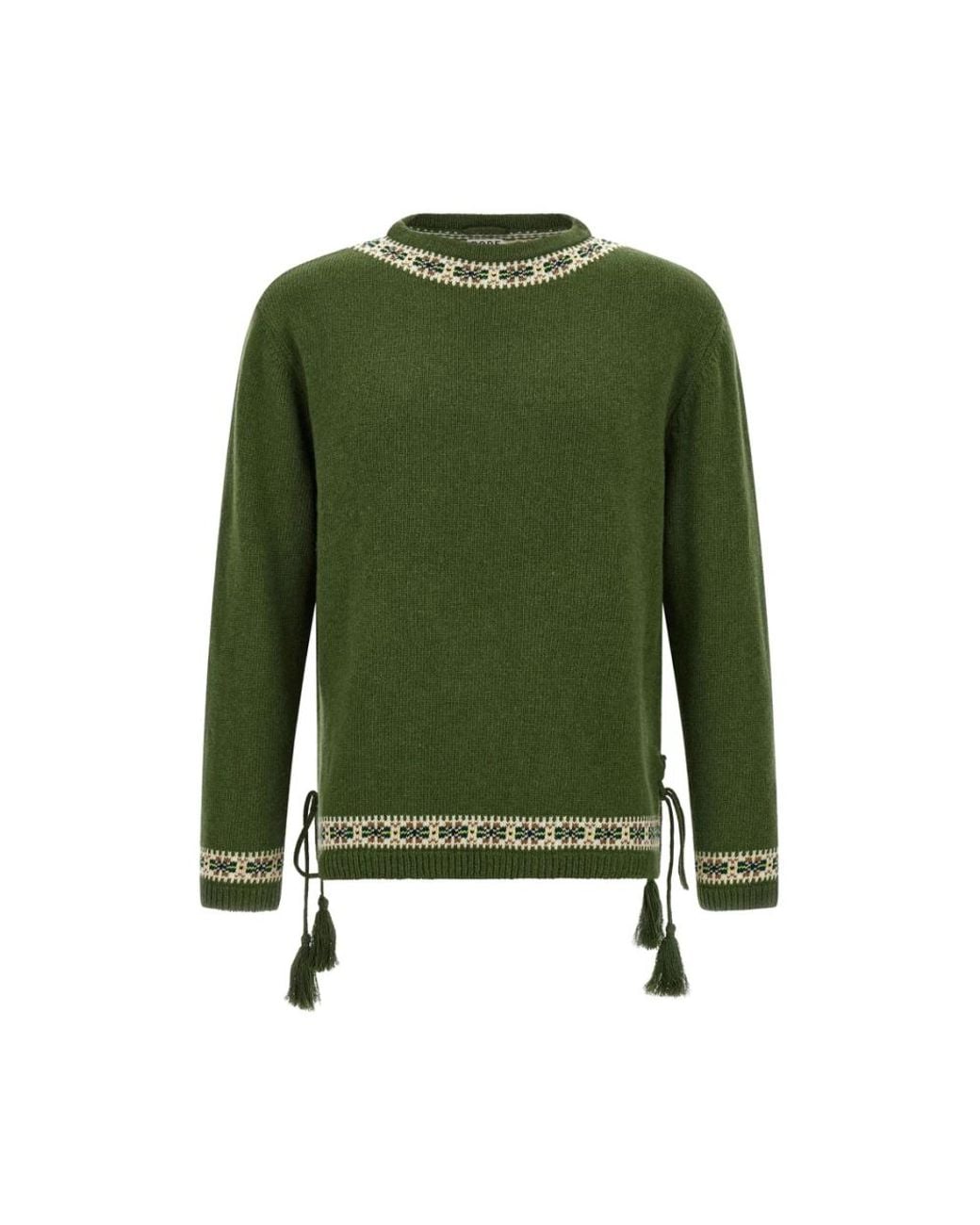 Bode Green Round-Neck Knitwear for men