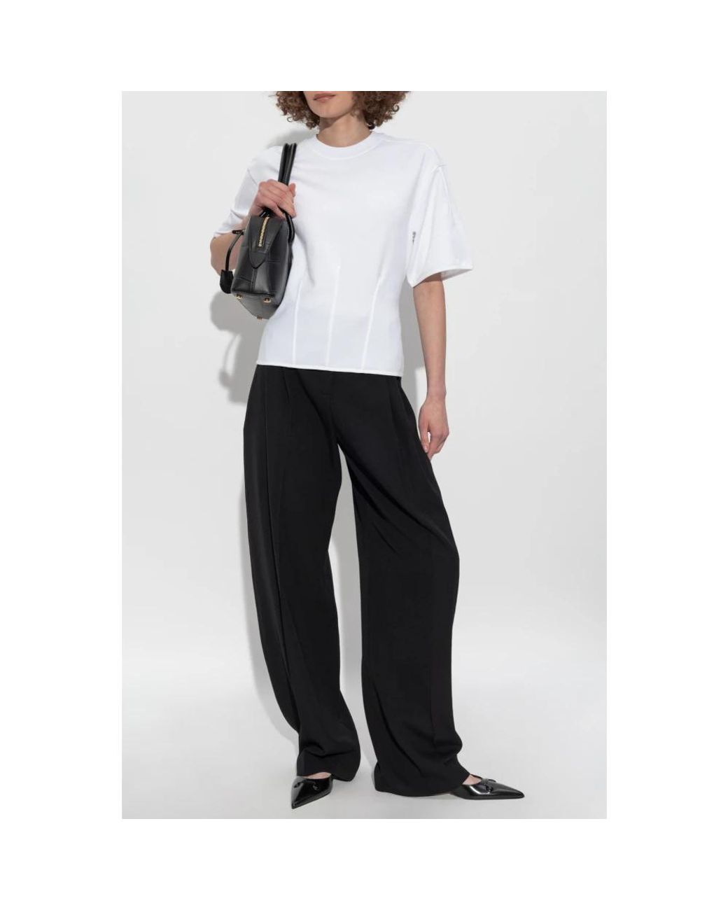 Alexander McQueen Tops ,Wit ,Katoen T-Shirt Met Ronde Hals in het White