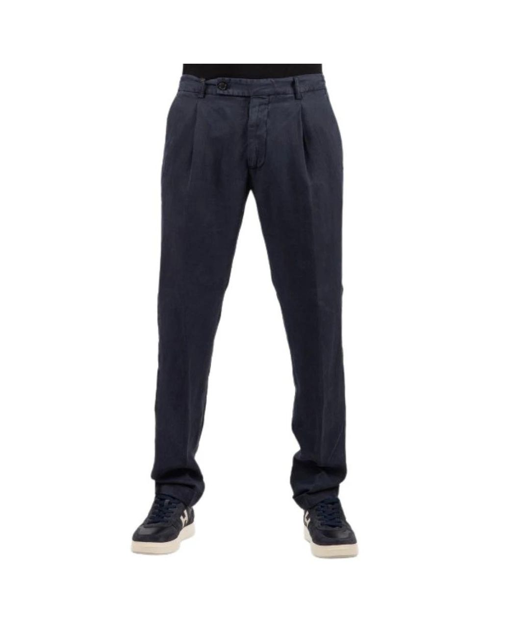 Berwich Blue Straight Trousers for men