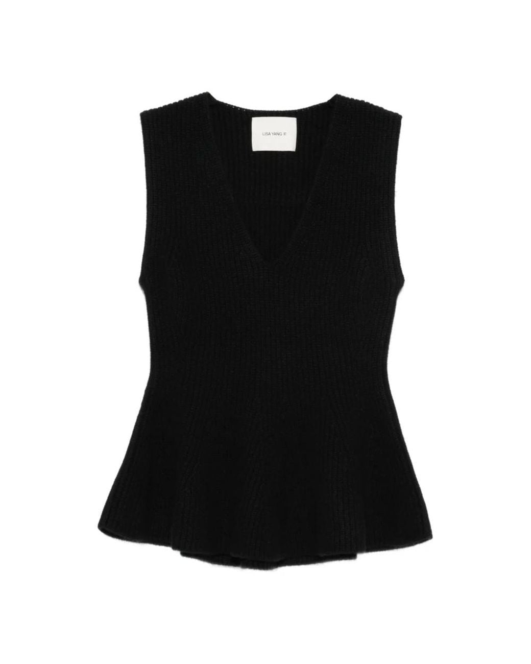 Lisa Yang Black Sleeveless Tops