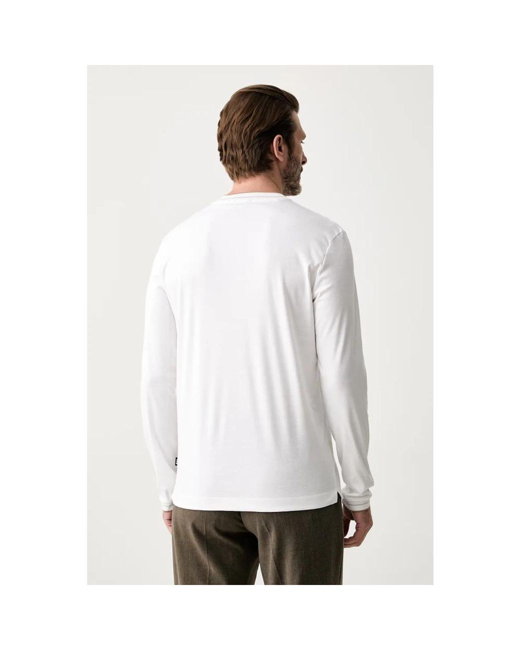 Boss White Long Sleeve T-Shirts for men