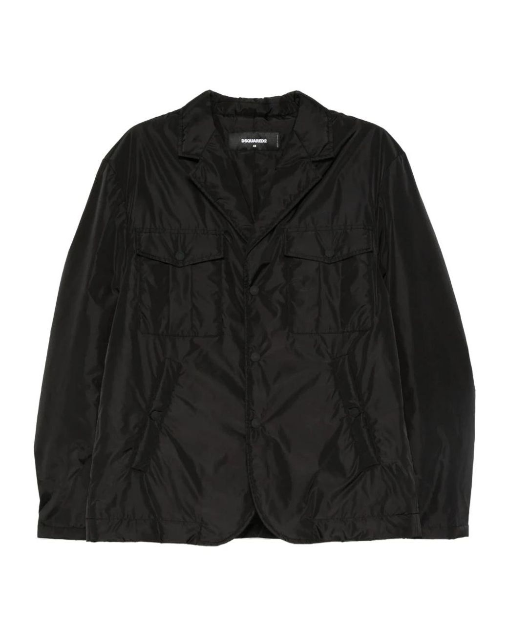 DSquared² Jassen ,Zwart ,Polyester Jas Met Knopen En Klepzakken in het Black voor heren