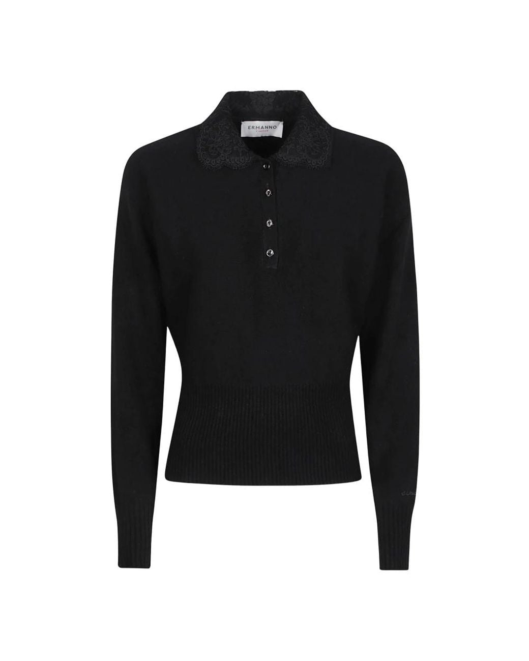 Ermanno Scervino Black Round-Neck Knitwear