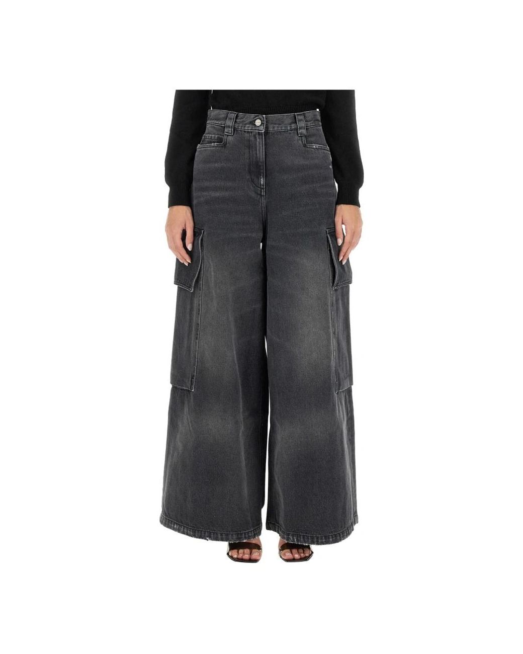 Palm Angels Gray Wide Jeans