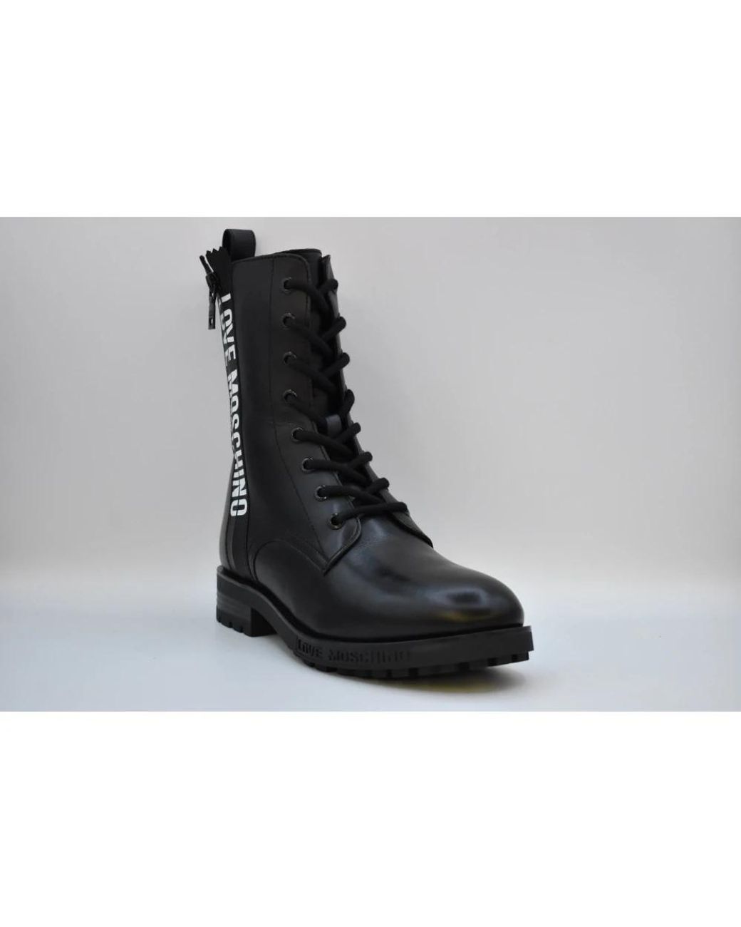 Moschino Black Lace-Up Boots
