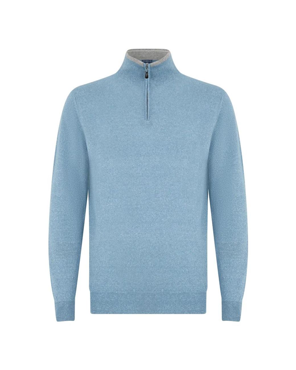 Fedeli Zip Collar Sweater in het Blue voor heren