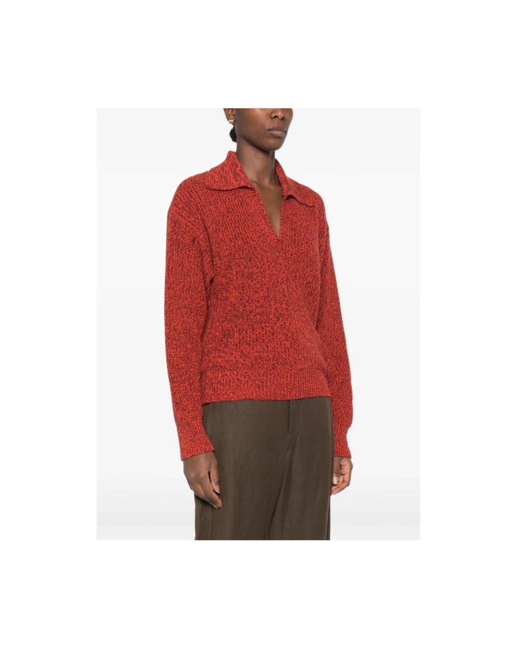 Tela Red V-Neck Knitwear