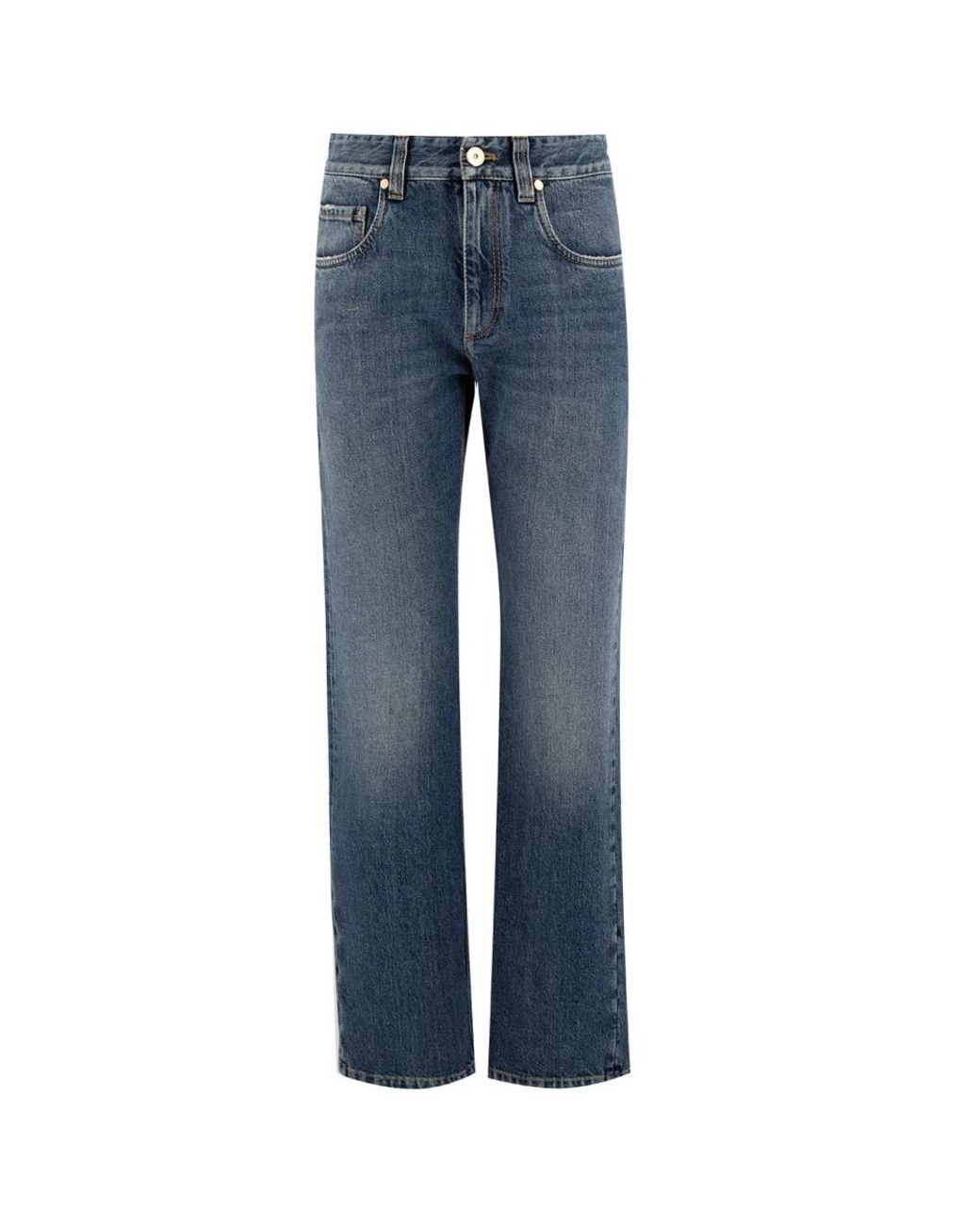 Brunello Cucinelli Jeans ,Blauw ,Katoen Juwel Geborduurde Tapered Leg Broek in het Blue