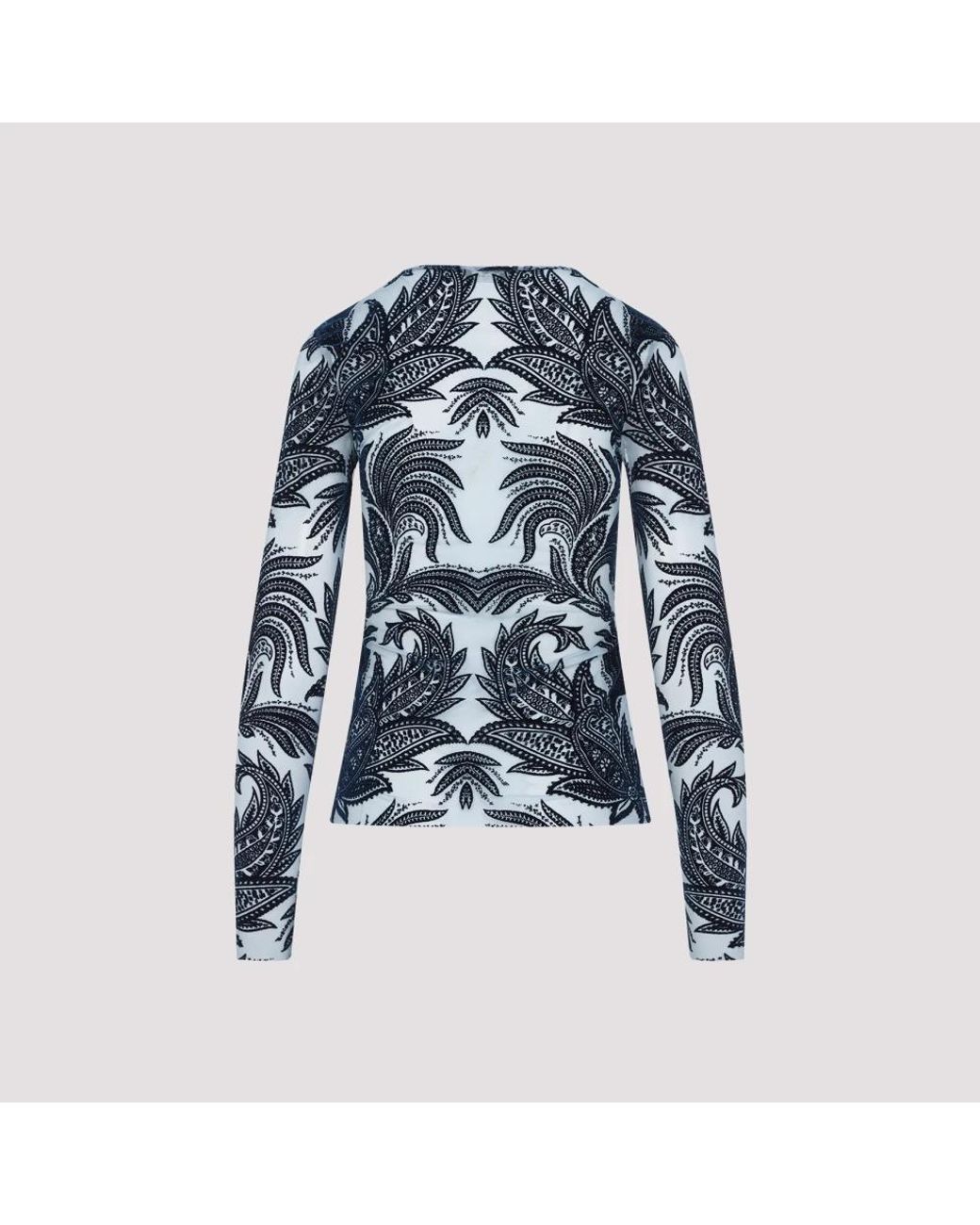 Etro Blue Long Sleeve T-Shirts